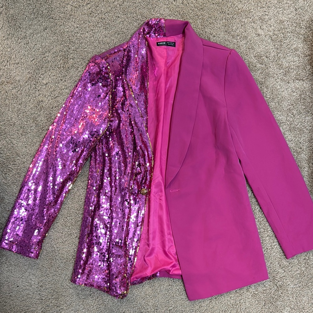 SHEIN Pink Sequin Blazer